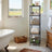 Metal Bathroom Shelf - Black - 5-Tier with Removable Hooks and Expandable Design