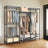 Portable Open Wardrobe - Heavy-Duty Metal - Black - Adjustable Shelves and Hanging Rails