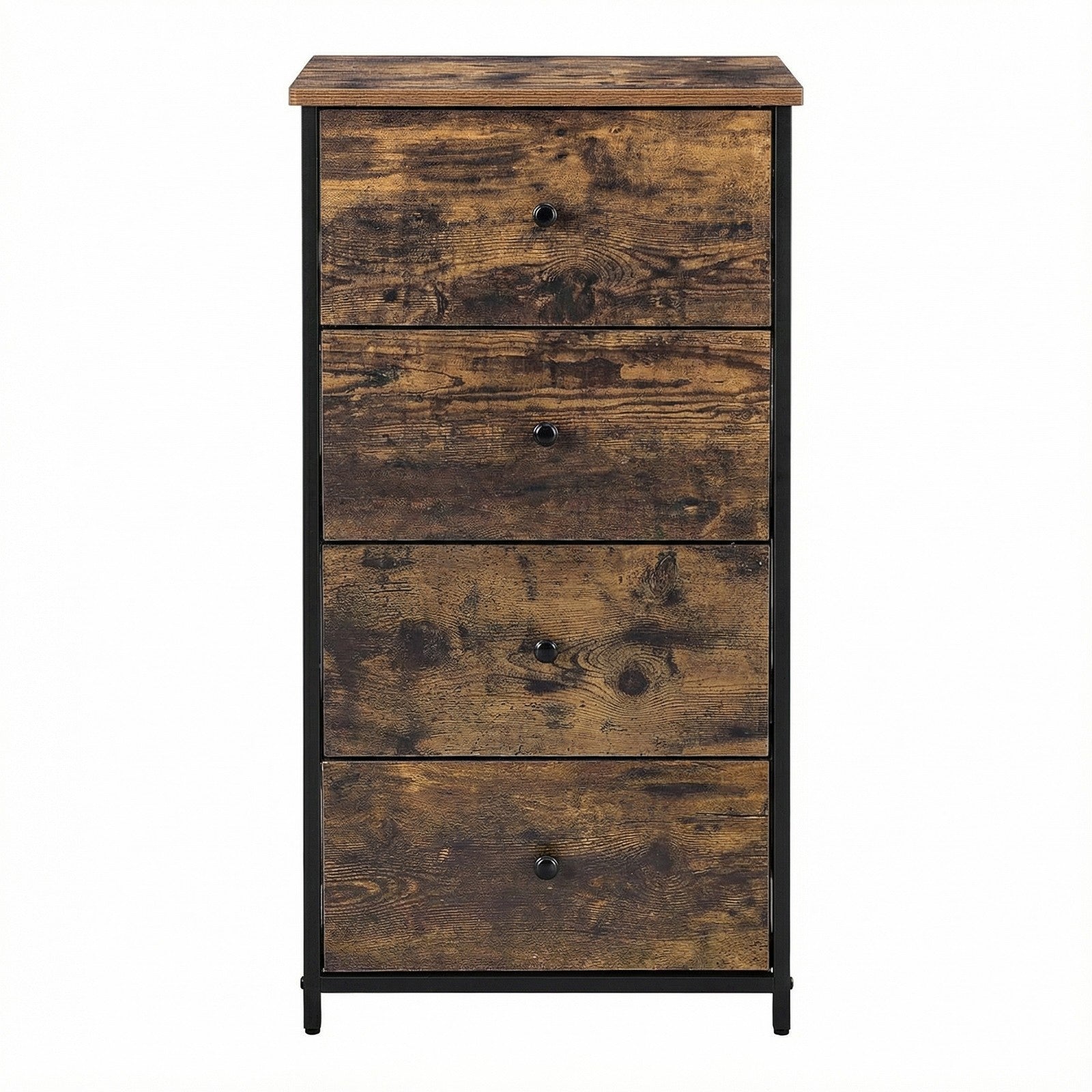 Tall Fabric Dresser - Wood Top and Steel - Brown - with Metal Frame
