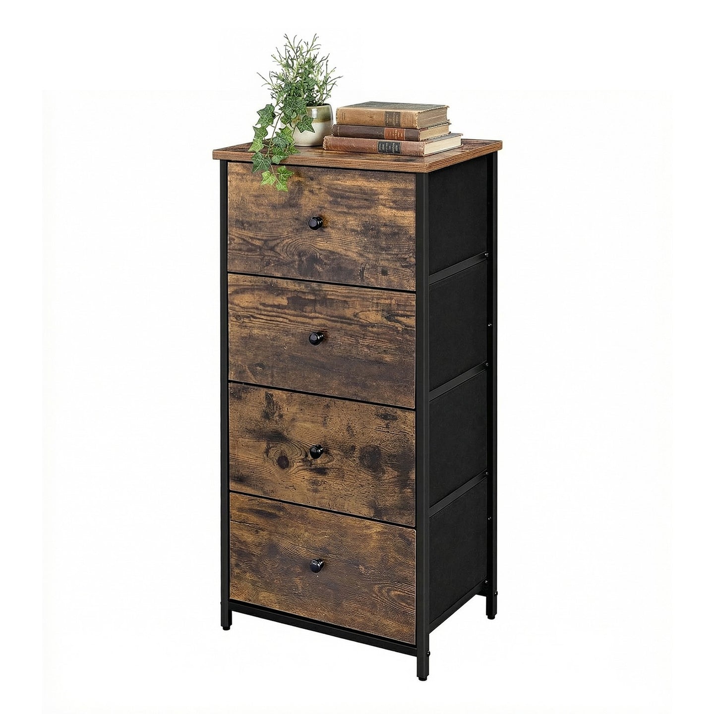 Tall Fabric Dresser - Wood Top and Steel - Brown - with Metal Frame