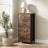 Tall Fabric Dresser - Wood Top and Steel - Brown - with Metal Frame
