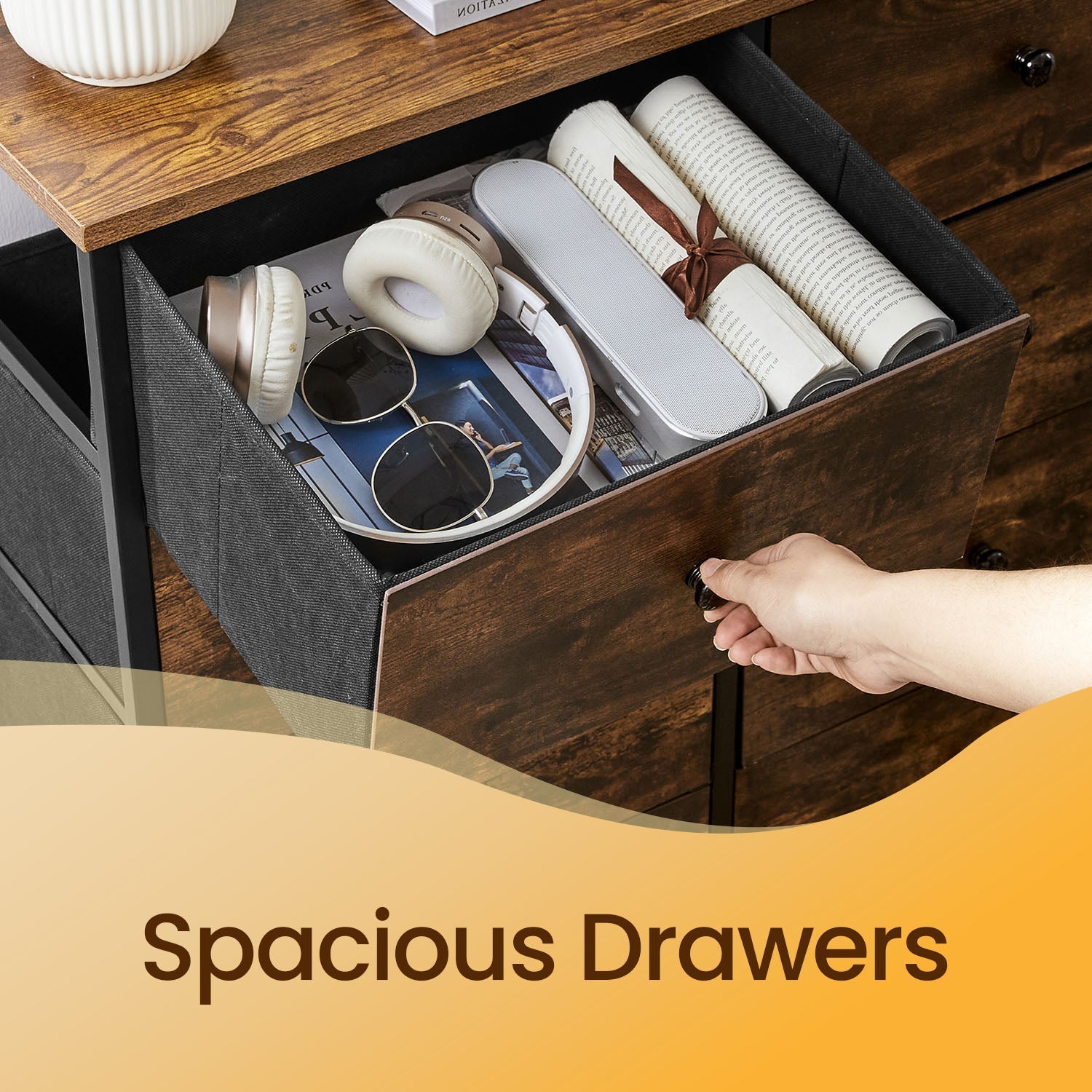 Dresser - 6 Storage Drawers - Metal Frame - Rustic Brown and Black