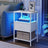 Bedroom Bedside Table - Steel - Cloud White - with LED Lights