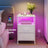 Bedroom Bedside Table - Steel - Cloud White - with LED Lights
