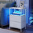 Bedroom Bedside Table - Steel - with LED Lights - Cloud White
