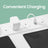 Bedroom Bedside Table - Steel - with LED Lights - Cloud White