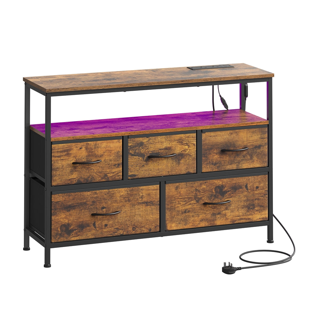Dresser with LED Lights - 50L - Steel - Charging Station