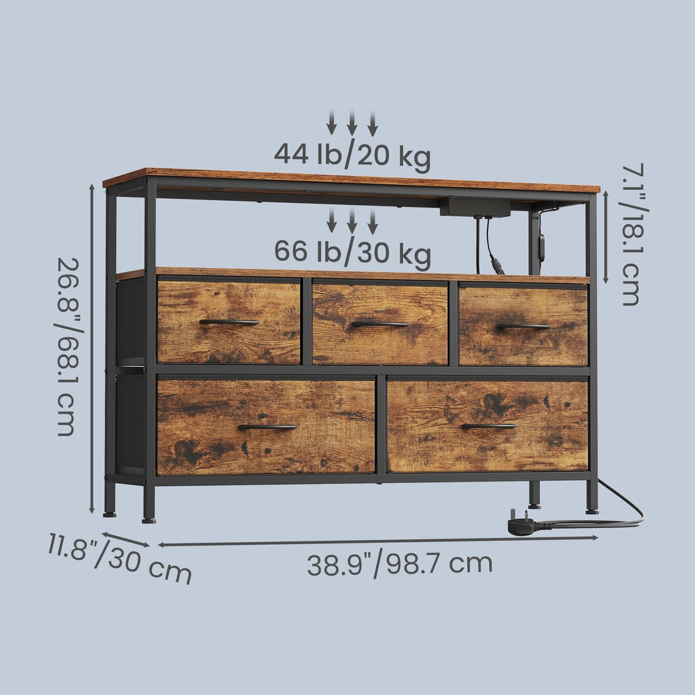 Dresser with LED Lights - 50L - Steel - Charging Station