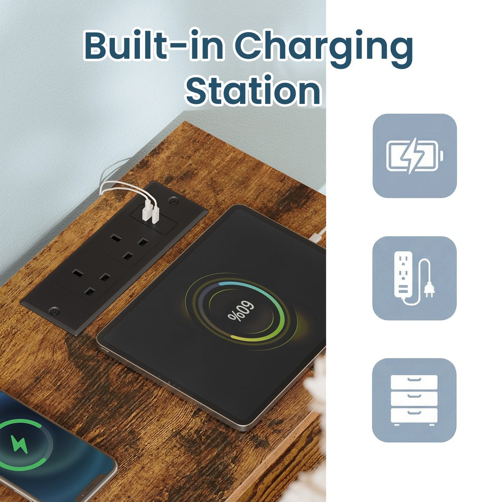 Dresser with LED Lights - 50L - Steel - Charging Station