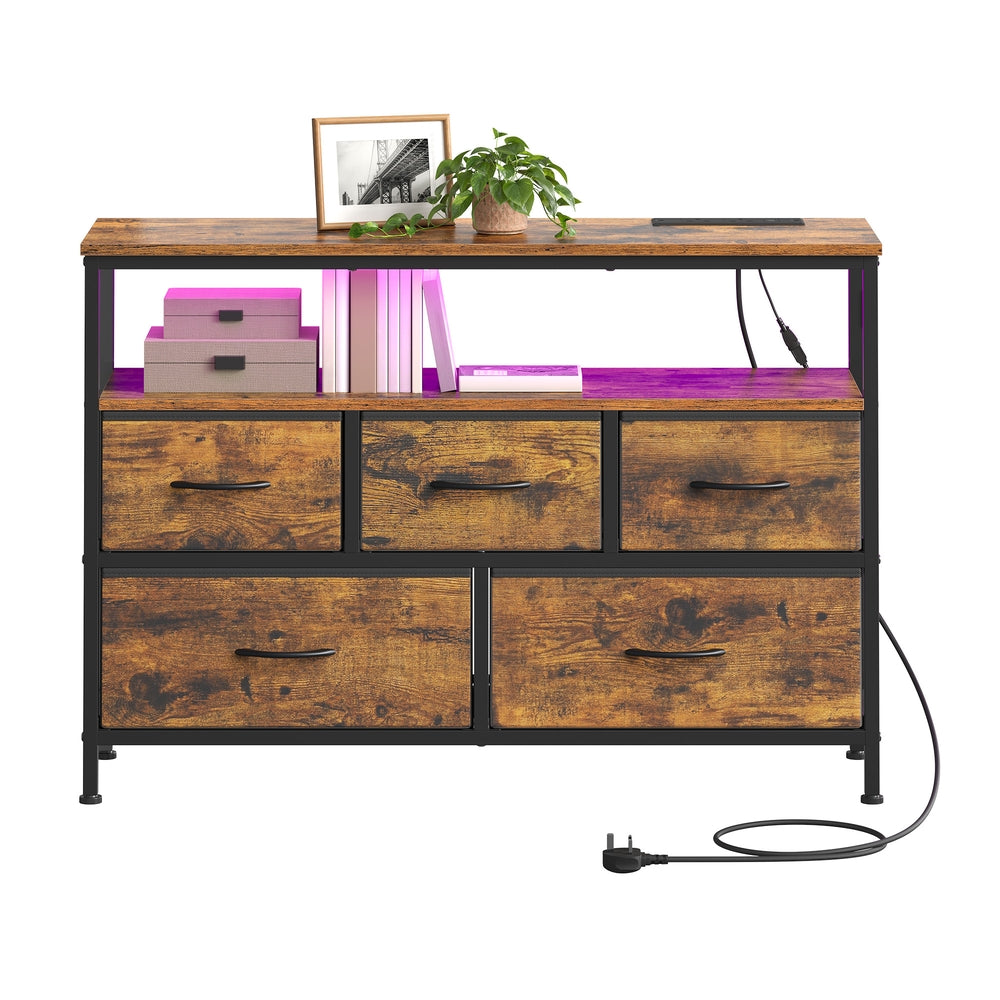 Dresser with LED Lights - 50L - Steel - Charging Station