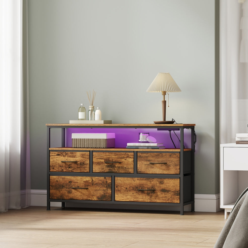 Dresser with LED Lights - 50L - Steel - Charging Station