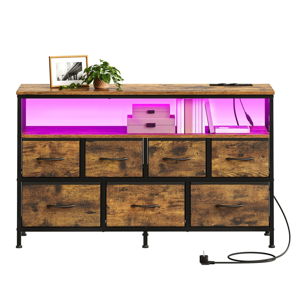 Dresser with LED Lights - 50L - Steel - Charging Station