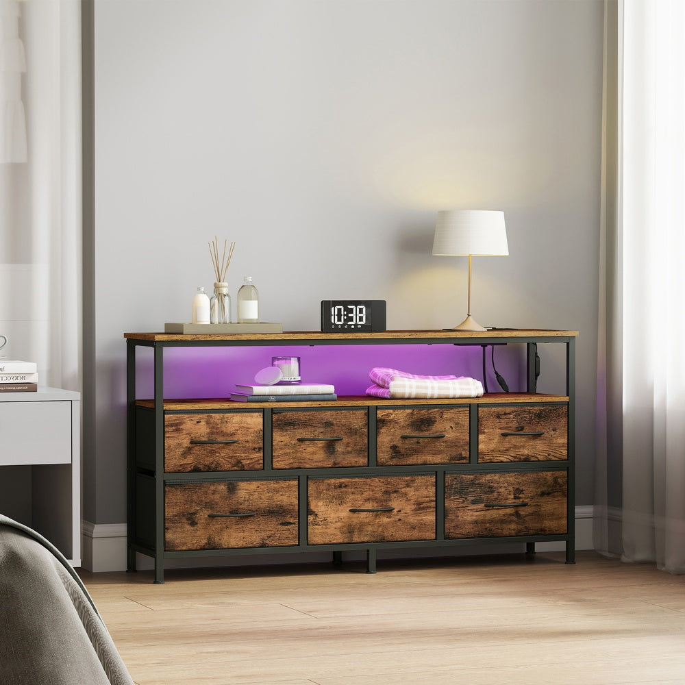 Dresser with LED Lights - 50L - Steel - Charging Station