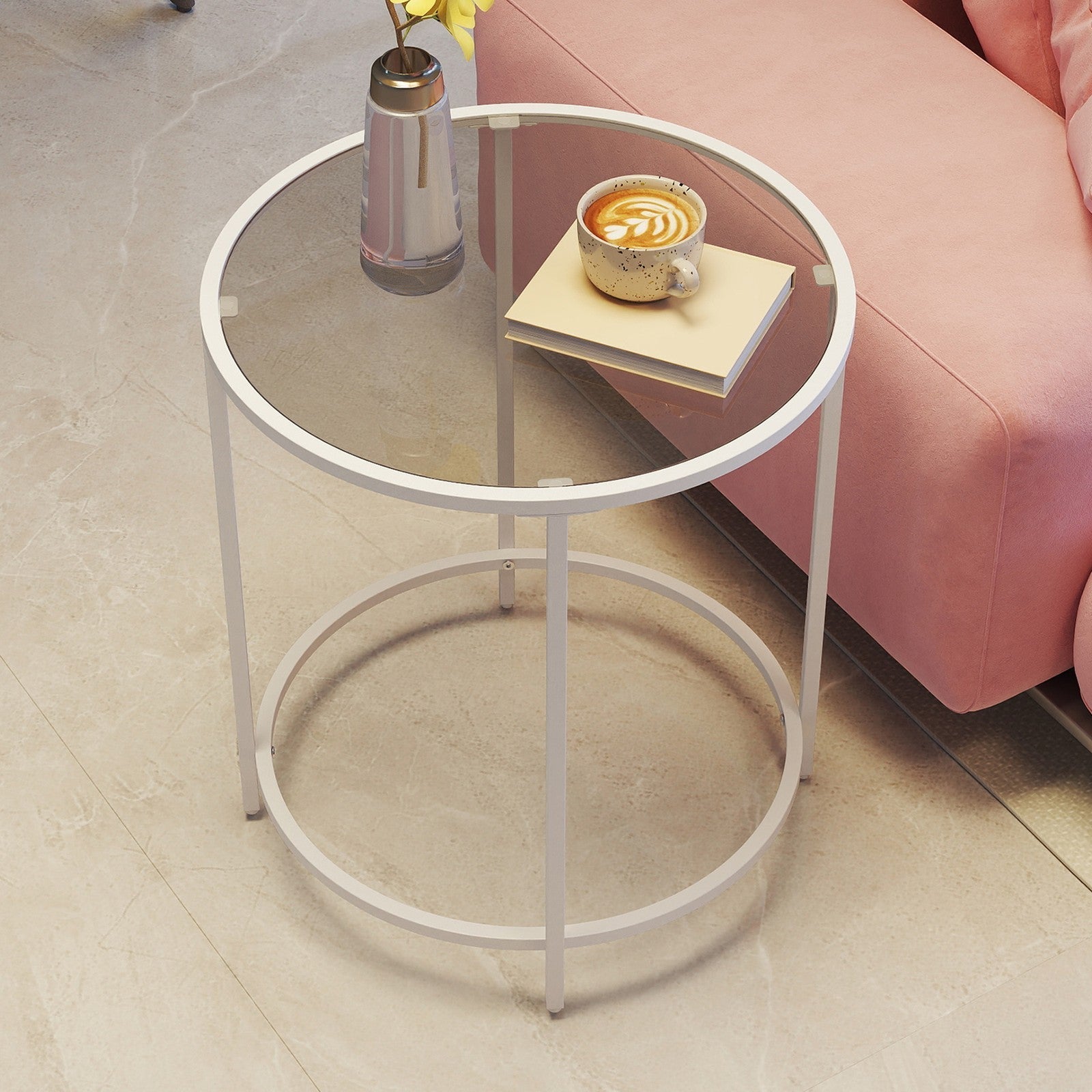 Round Side Table - Tempered Glass - Clear