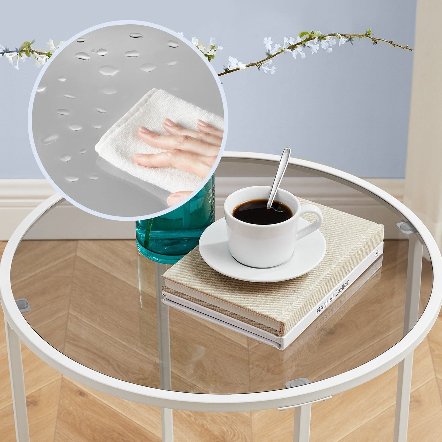 Round Side Table - Tempered Glass - Clear