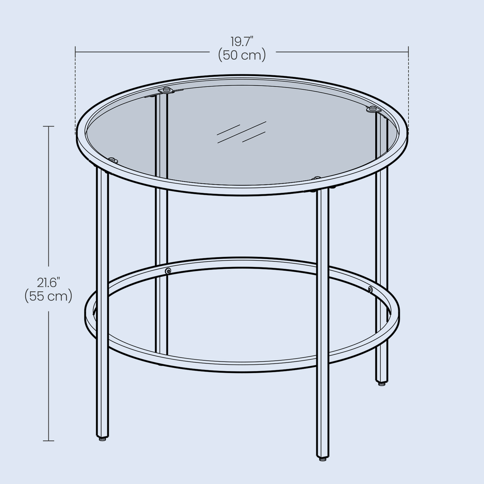 Round Side Table - Tempered Glass - Clear