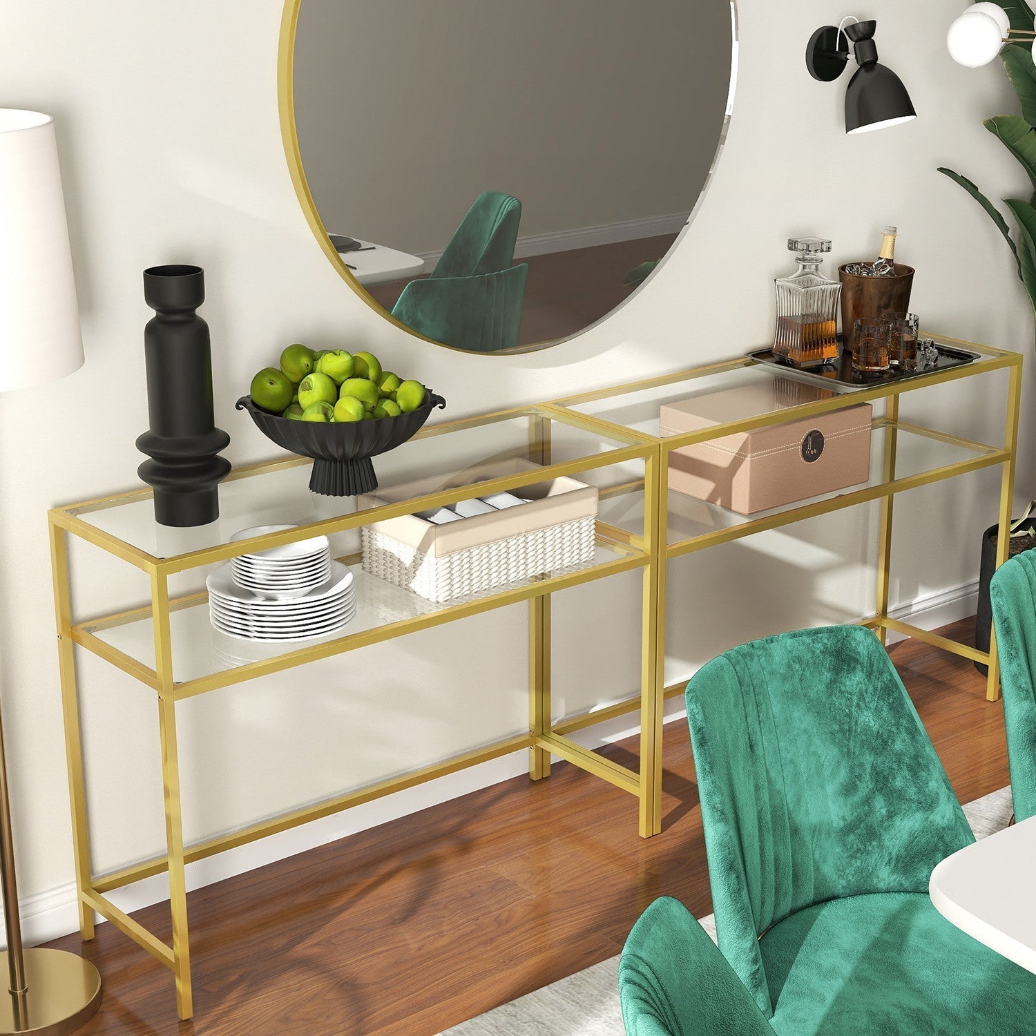 Console Table - Tempered Glass - Gold
