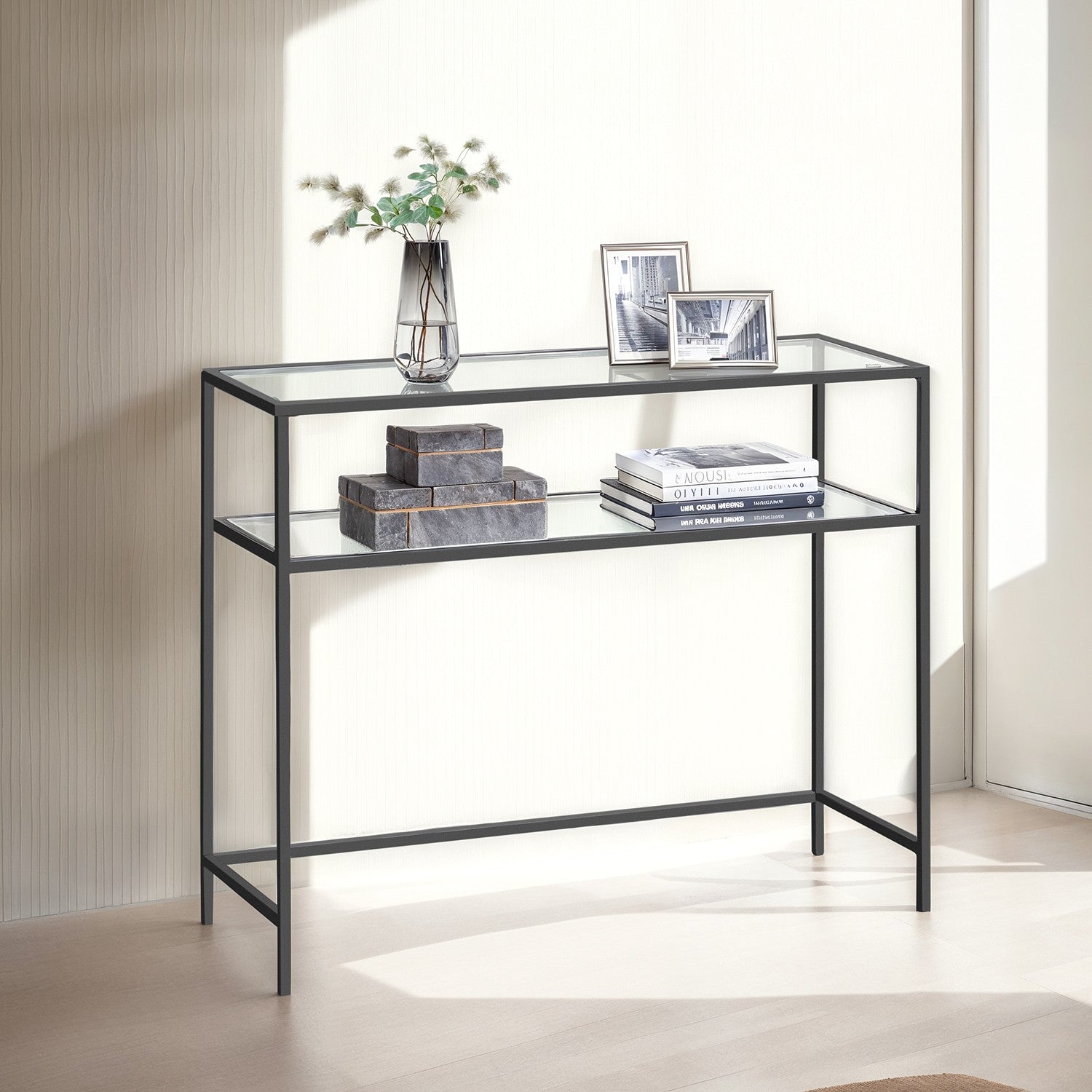 Console Table - Tempered Glass - Gold
