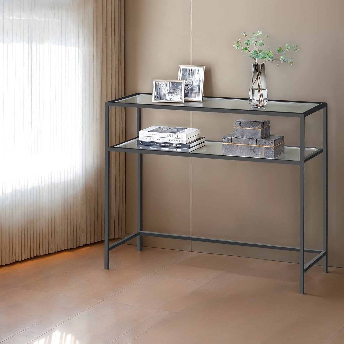 Console Table - Tempered Glass - Gold
