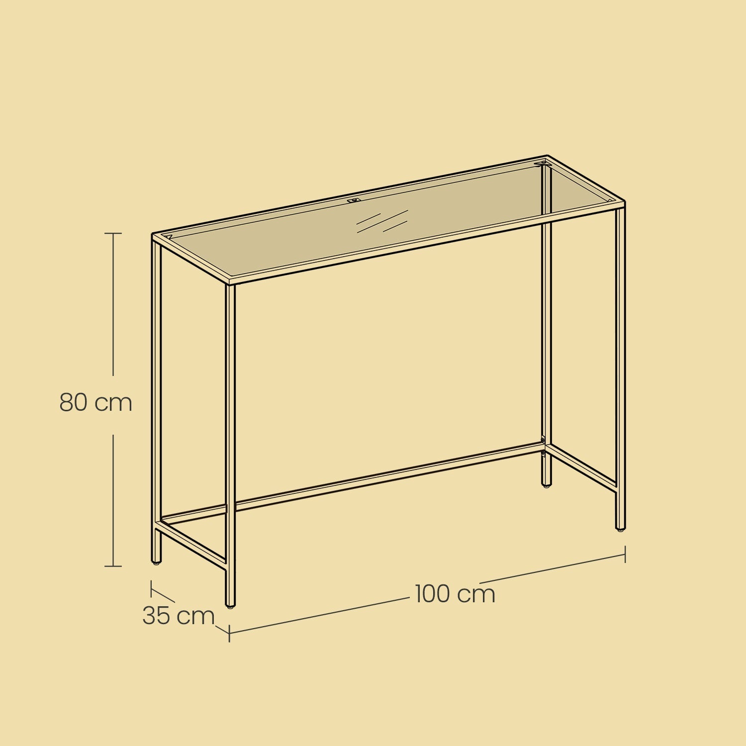 Console Table - Tempered Glass - Gold - Sturdy Metal Frame with Adjustable Feet