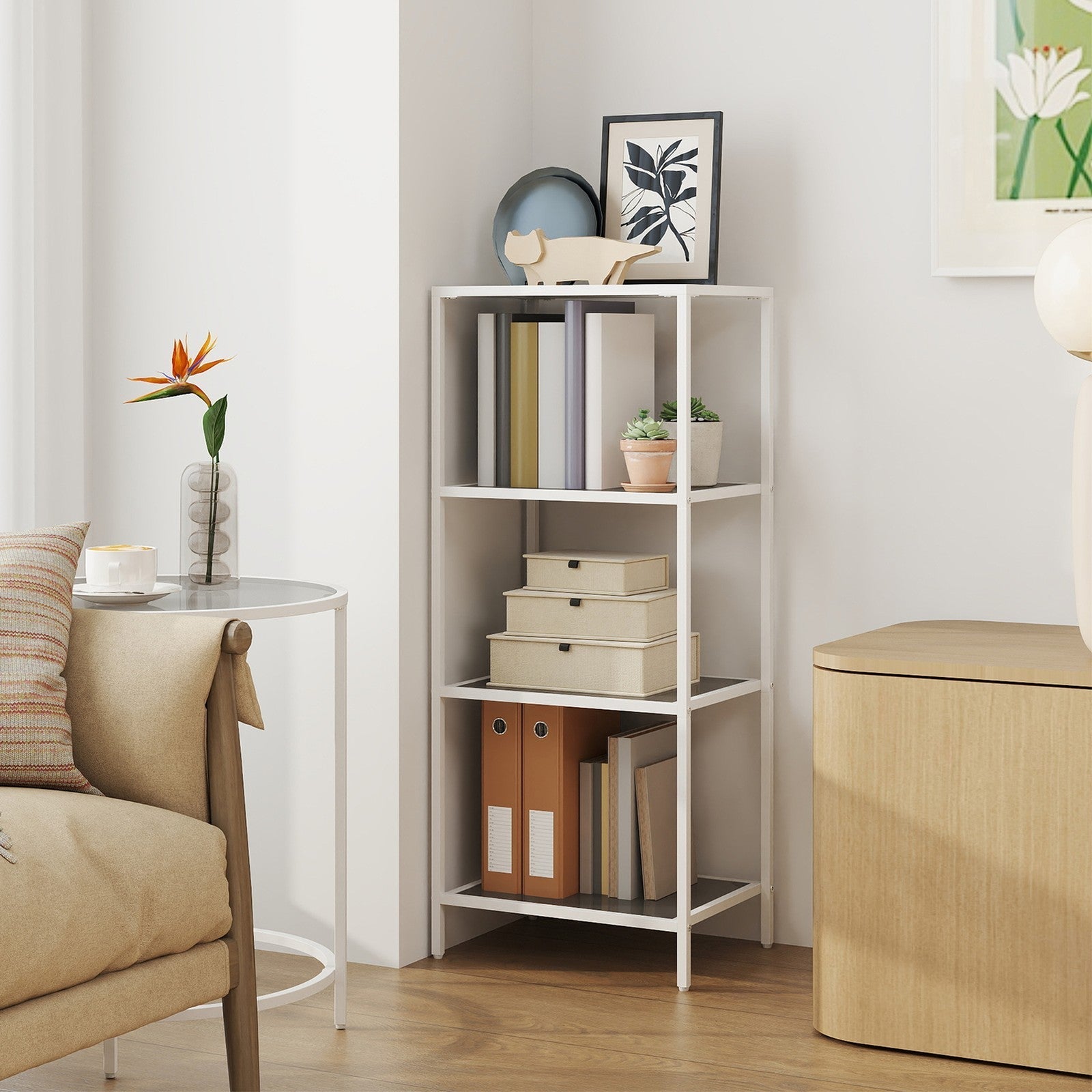 4-Tier Bookshelf - Tempered Glass - Clear