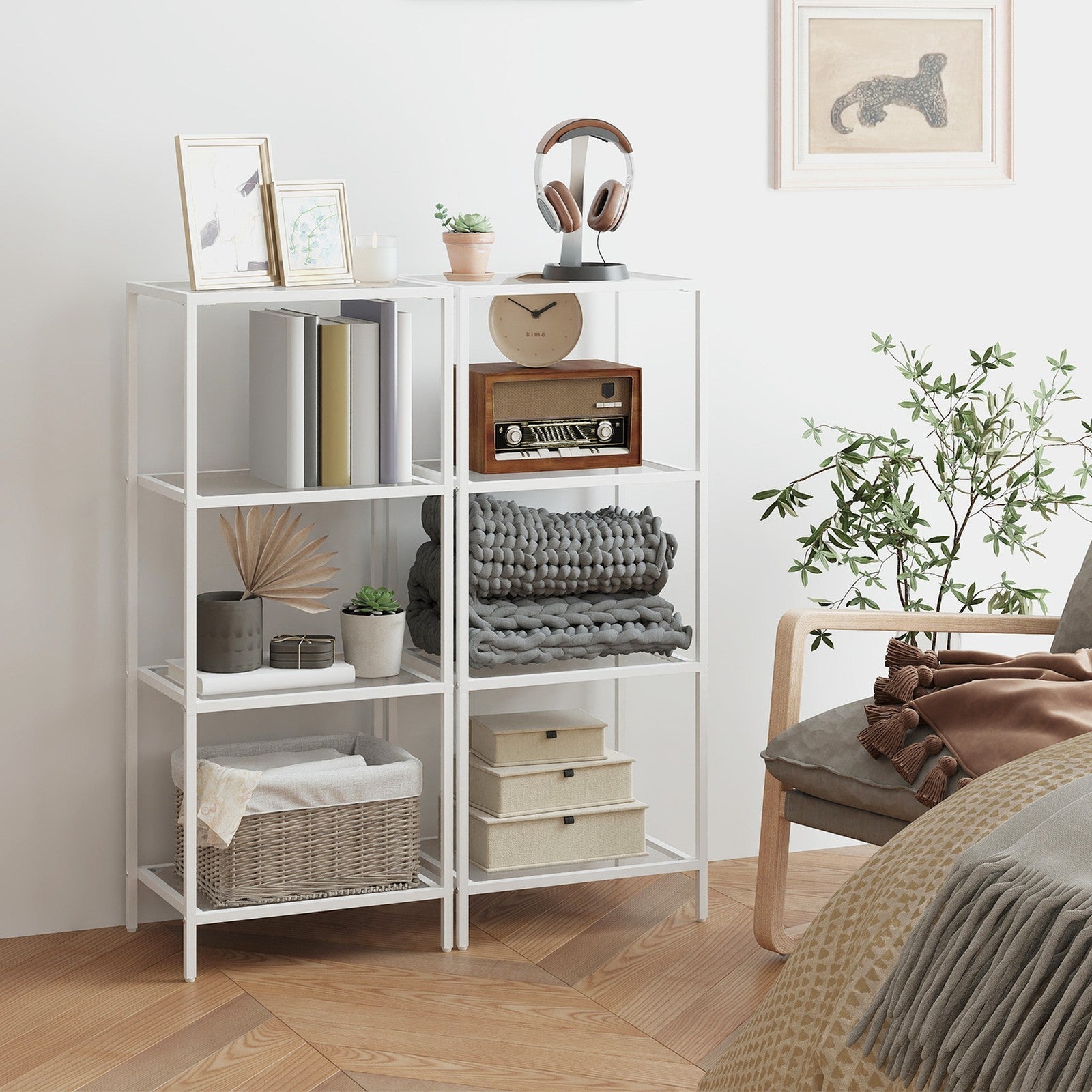 4-Tier Bookshelf - Tempered Glass - Clear