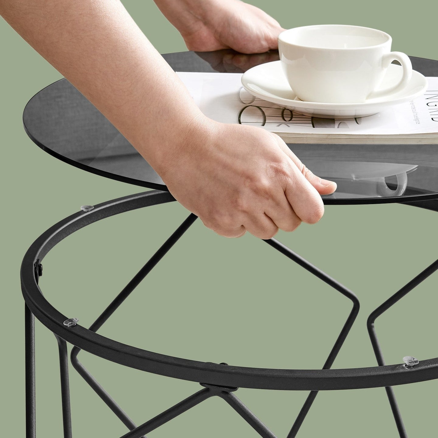 Round Coffee Table Set - Steel - Modern