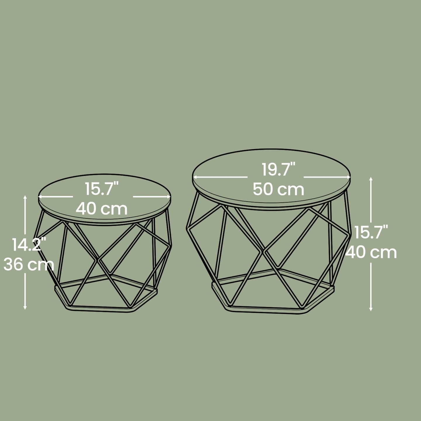 Round Coffee Table Set - Steel - Modern