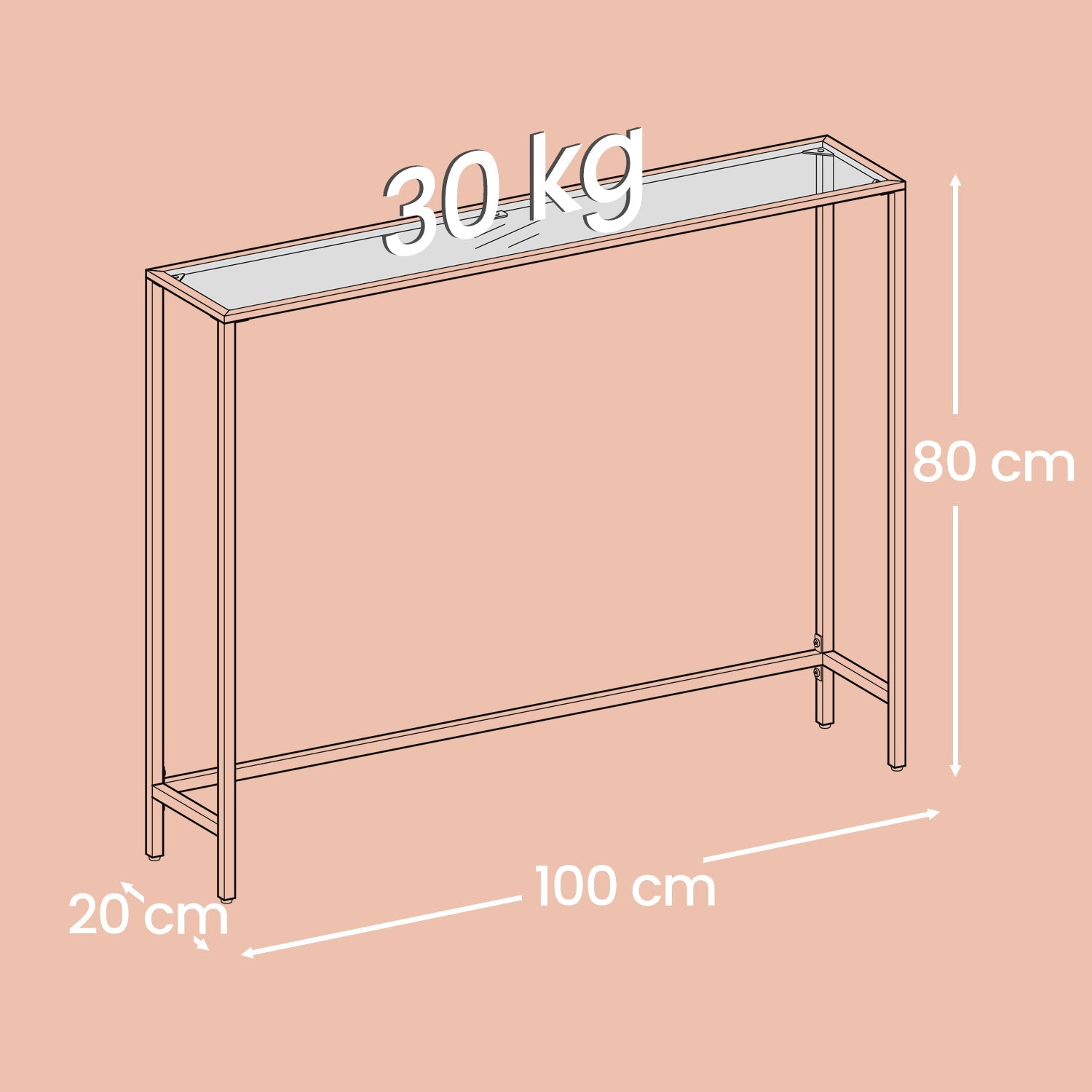 Console Table - Tempered Glass - Gold