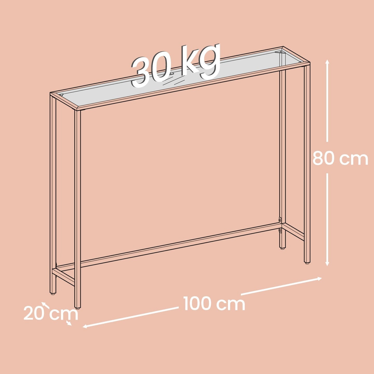Console Table - Tempered Glass - Gold