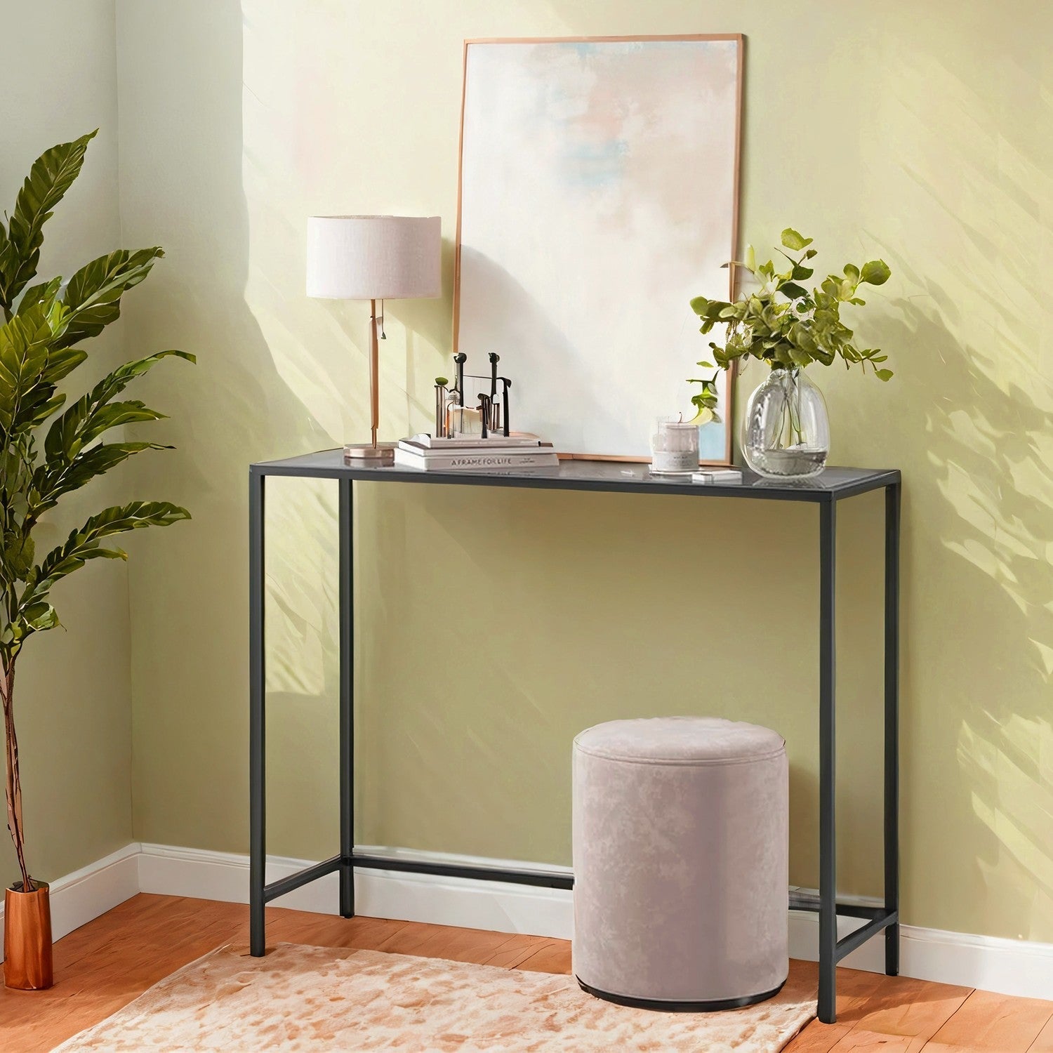 Entryway Table - Tempered Glass - Black