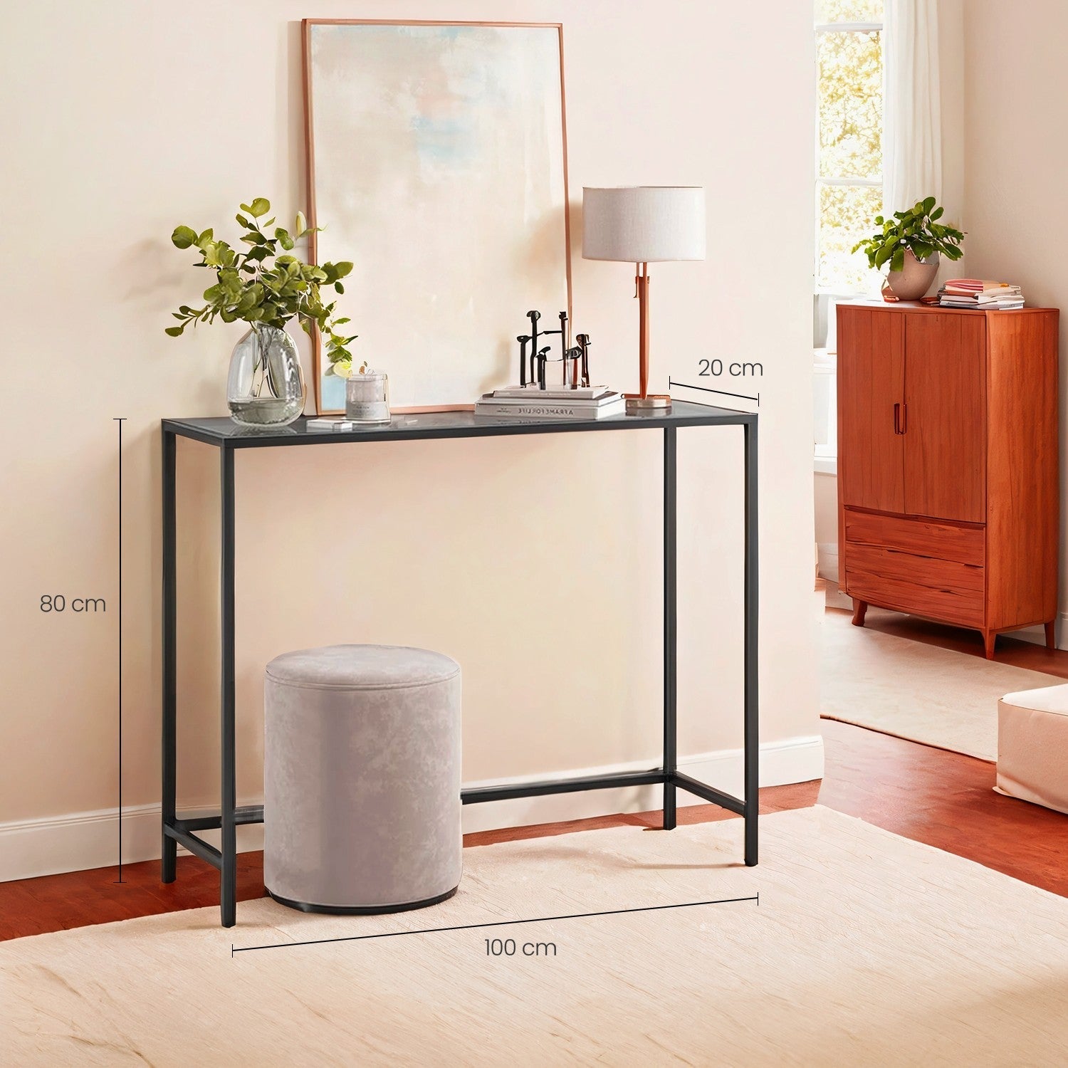 Entryway Table - Tempered Glass - Black