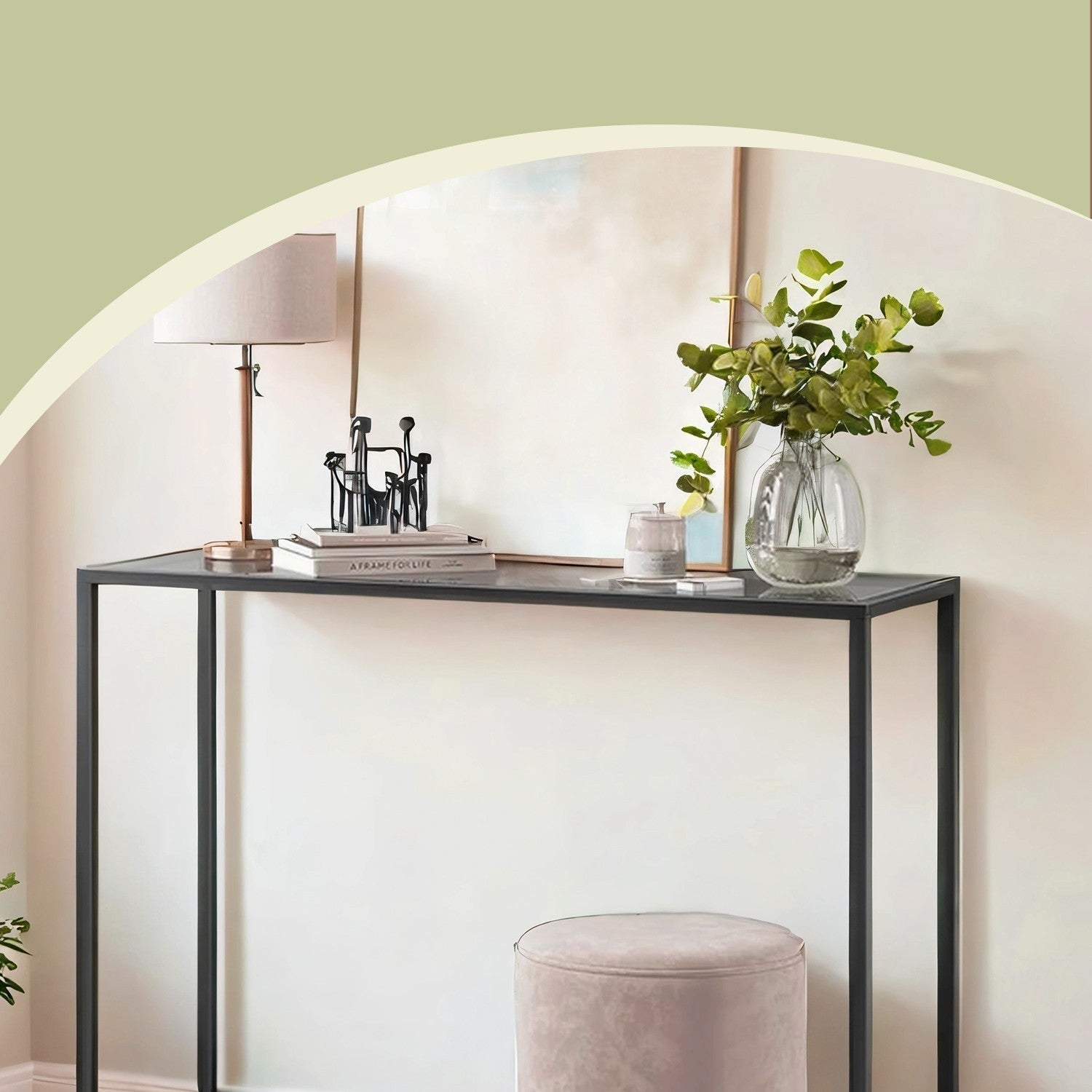 Entryway Table - Tempered Glass - Black
