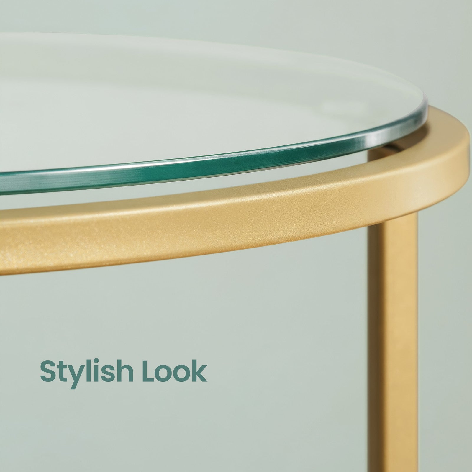 Round End Table - Tempered Glass - Gold - Robust Metal Frame