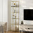 6-Tier Glass Shelf, Bookshelf - Tempered Glass and Steel - Gold