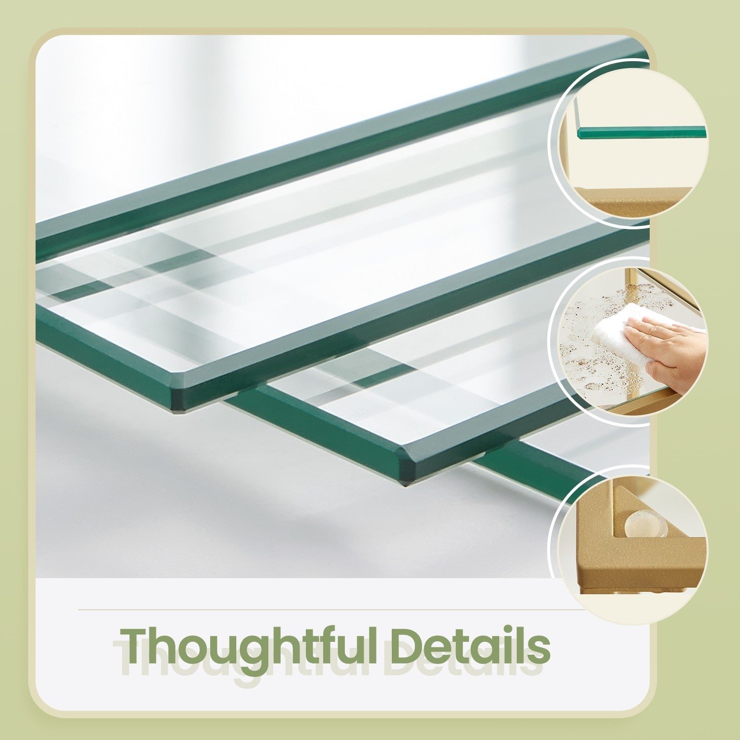 5-Tier Storage Rack - Tempered Glass - Clear - Arched Design with Steel Frame