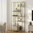Tall Bookcase - Tempered Glass - Gold - 6-Tier Shelving Unit for Living Room