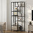 Tall Bookcase - Tempered Glass - Black - 6-Tier Shelving Unit for Living Room and Study