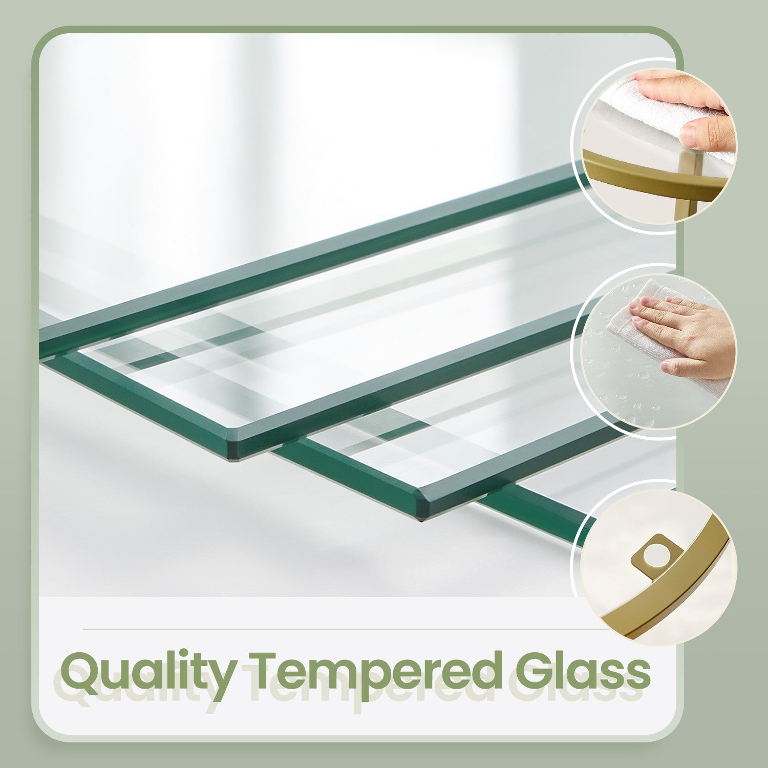 5-Tier Corner Shelf - Glass - Golden