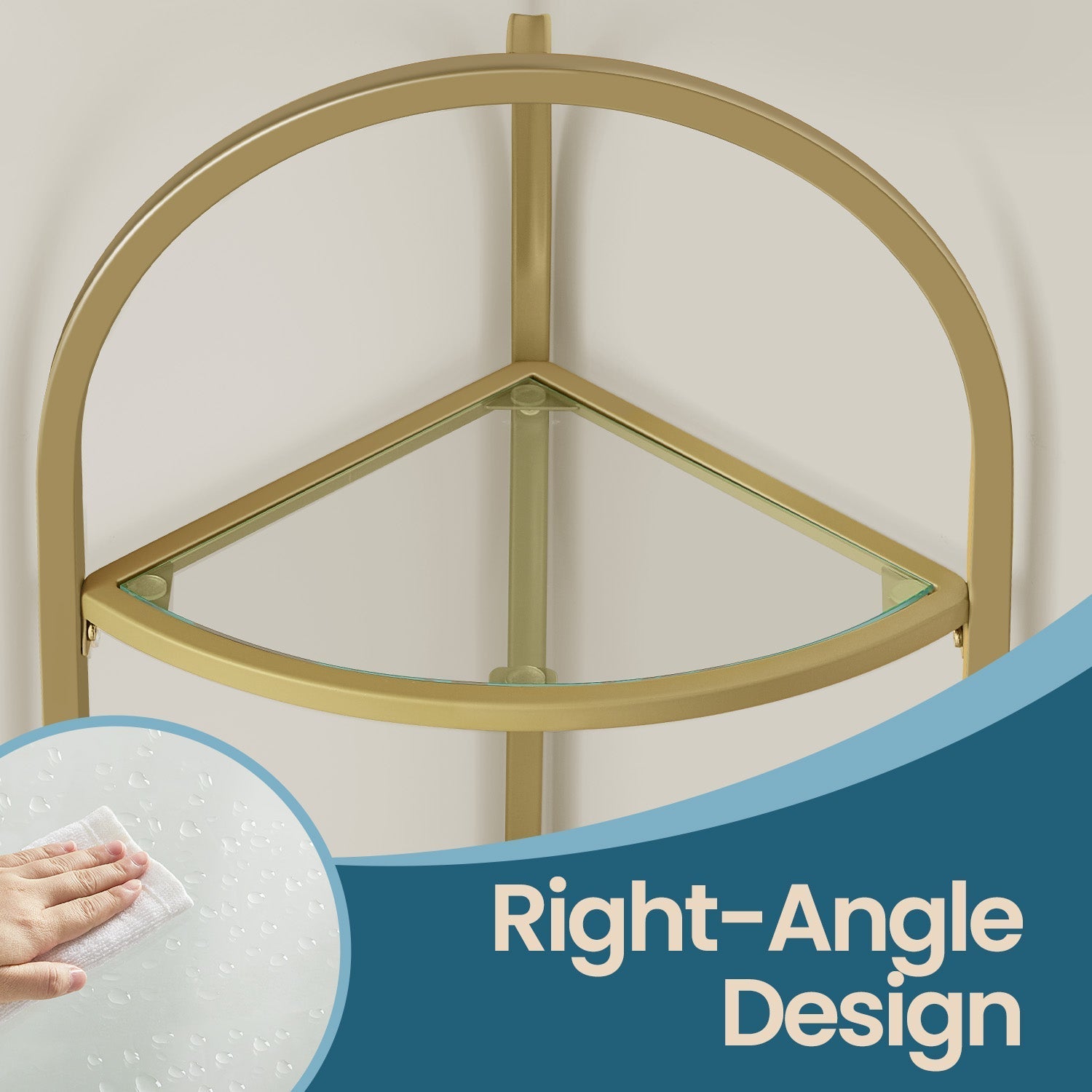 3-Tier Corner Shelf - Tempered Glass - Metal Frame