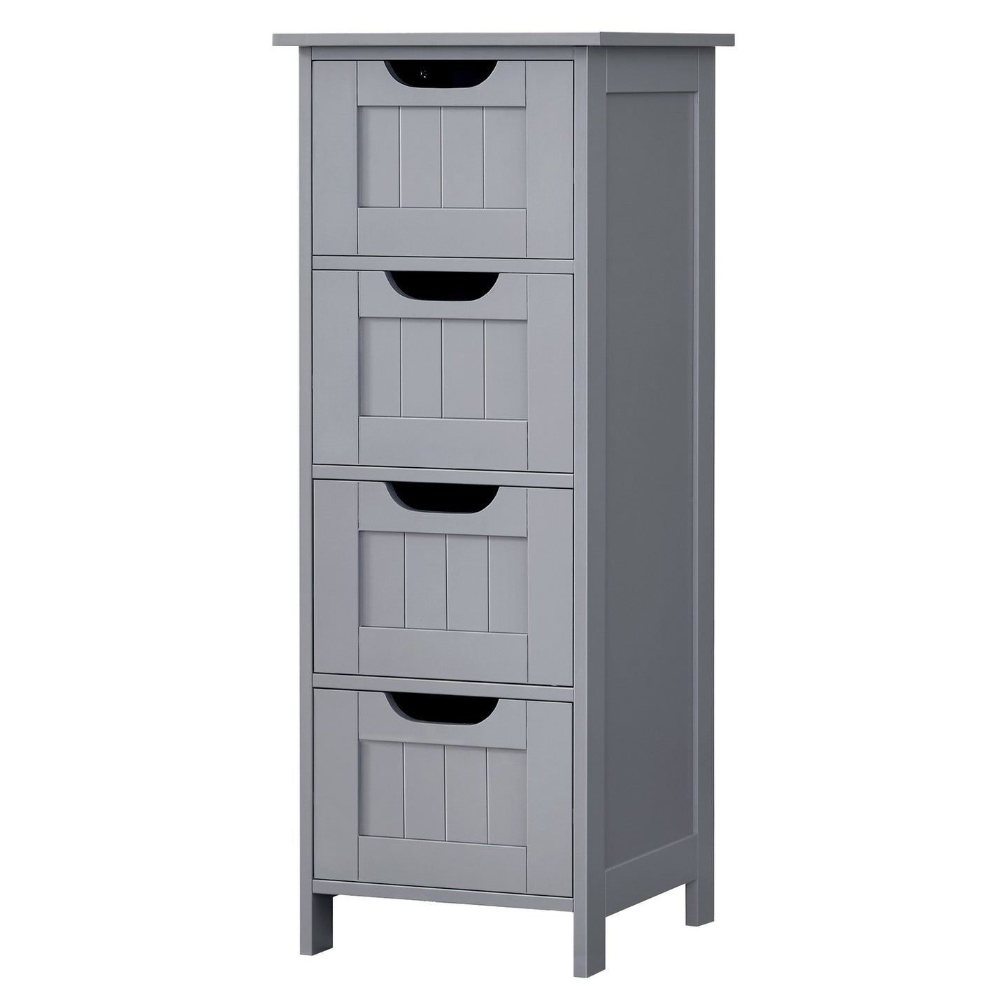 Bathroom Floor Storage Cabinet - MDF - Light Grey - with 4 Drawers