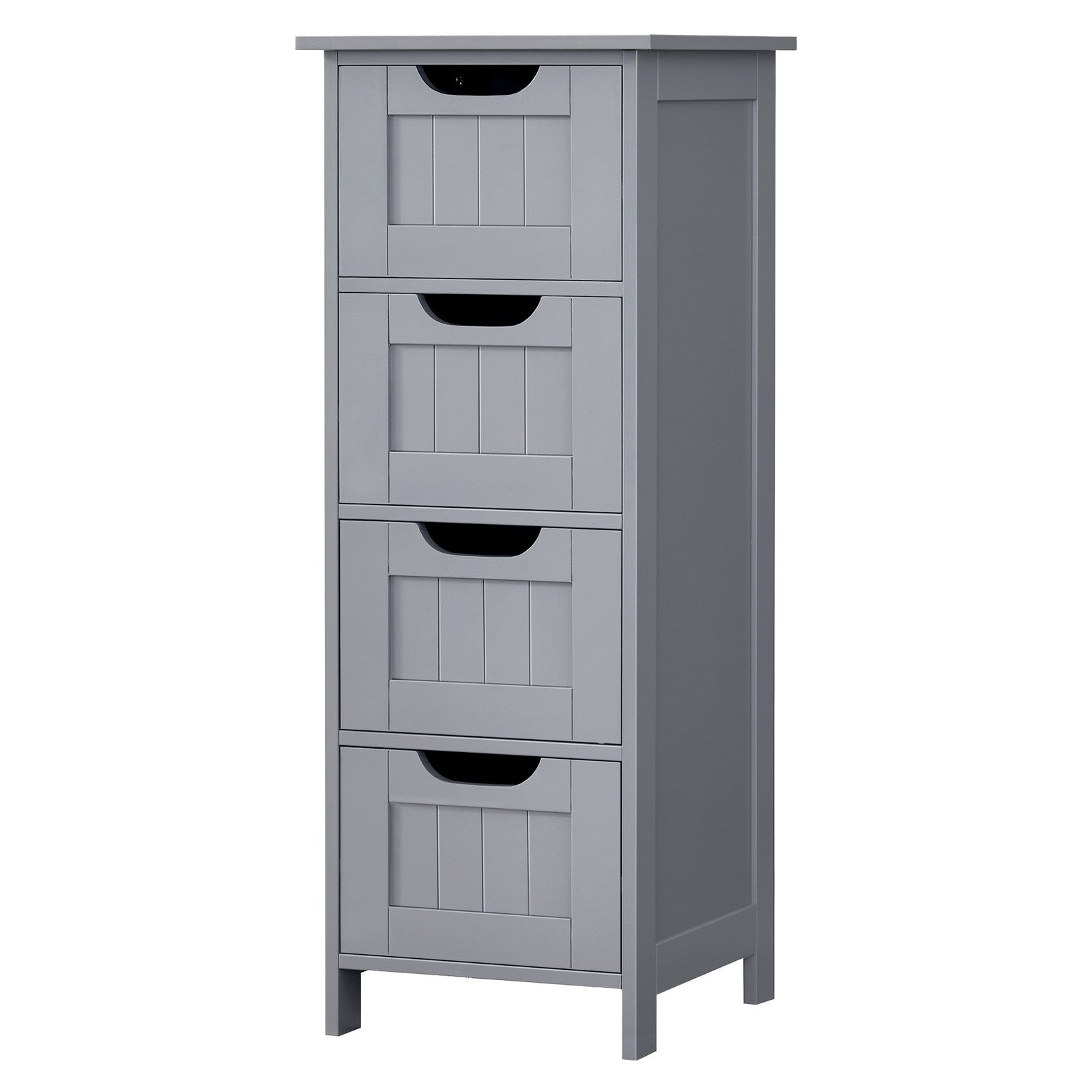 Bathroom Floor Storage Cabinet - MDF - Light Grey - with 4 Drawers