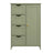 Narrow Bathroom Cabinet, 4 Drawers - MDF Board - Green