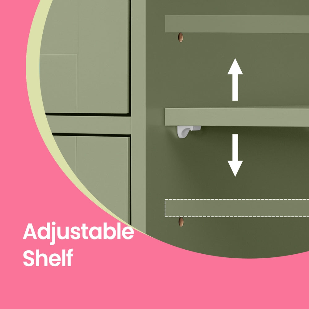 Narrow Bathroom Cabinet, 4 Drawers - MDF Board - Green