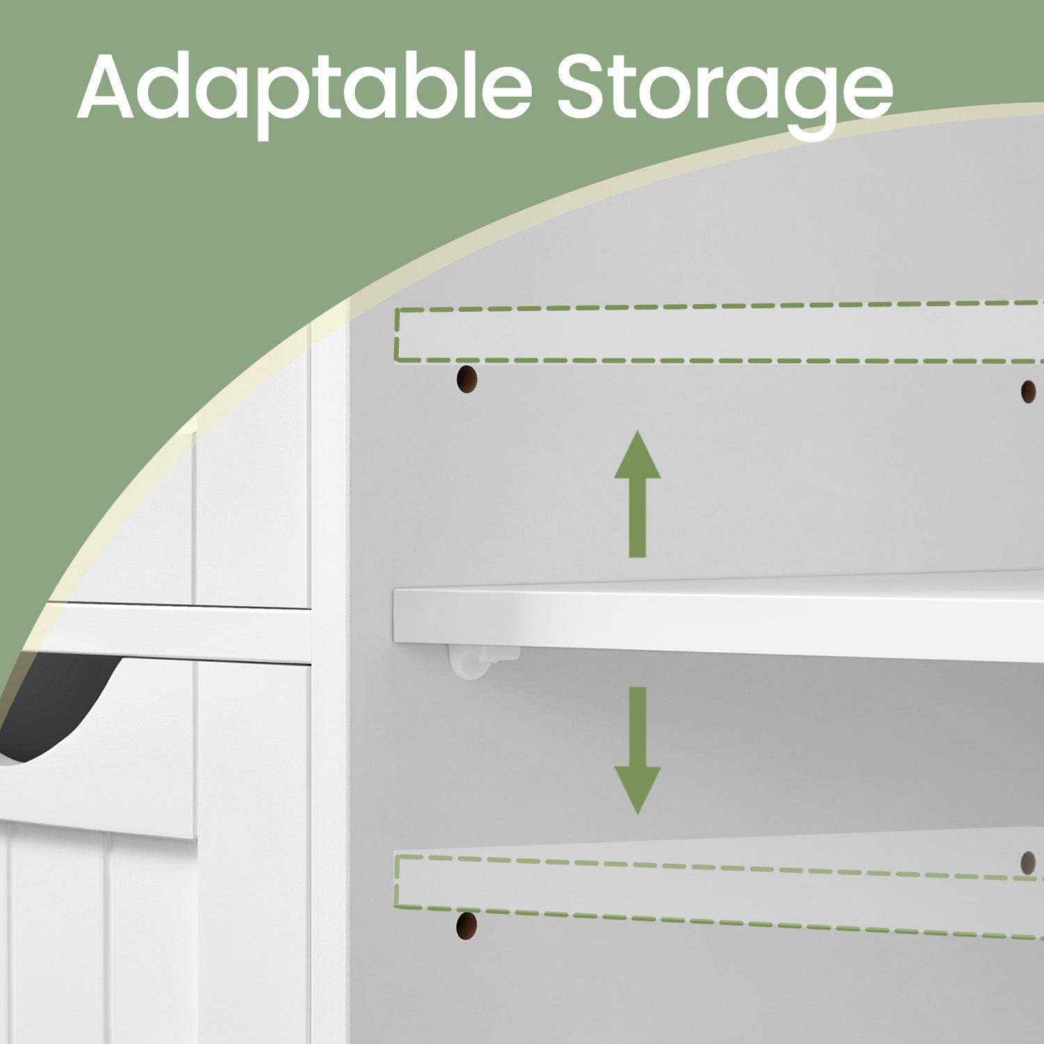 Bathroom Floor Storage Cabinet - MDF - White - 4 Drawers with Adjustable Shelf
