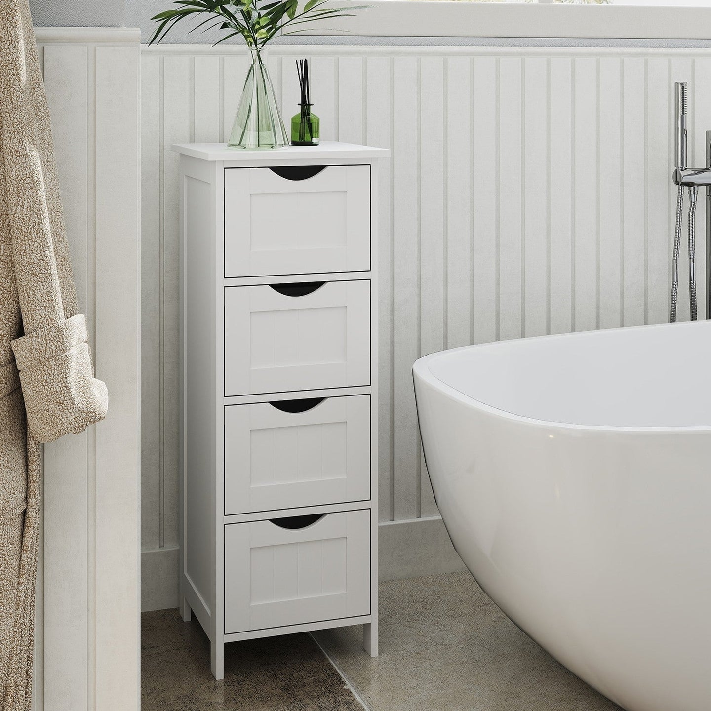 Freestanding Storage Cabinet - White - Wooden