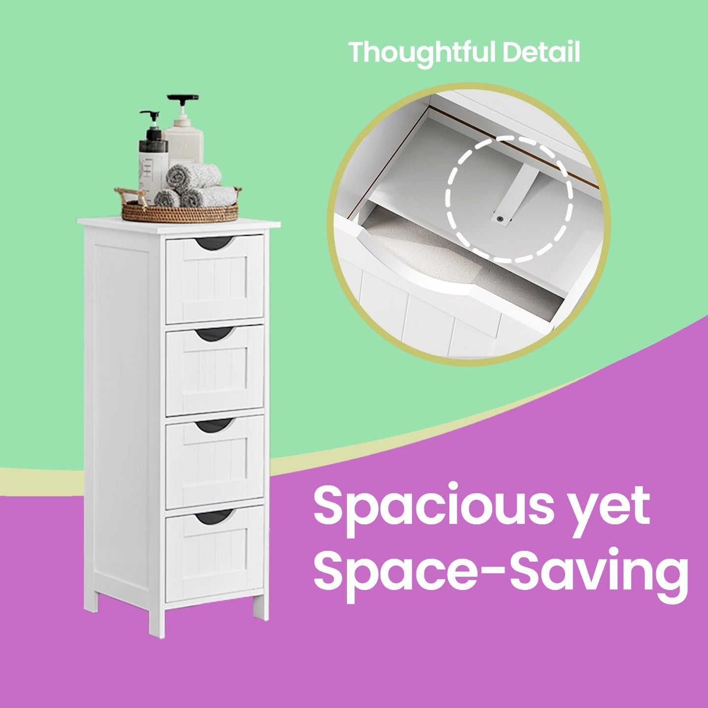 Freestanding Storage Cabinet - White - Wooden
