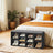 Shoe Bench - Wood - Natural Finish - 10-Compartment Storage with Padded Seat and Adjustable Shelves