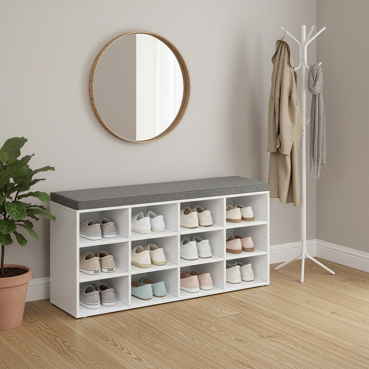 Shoe Storage Bench - Wood - Neutral Color