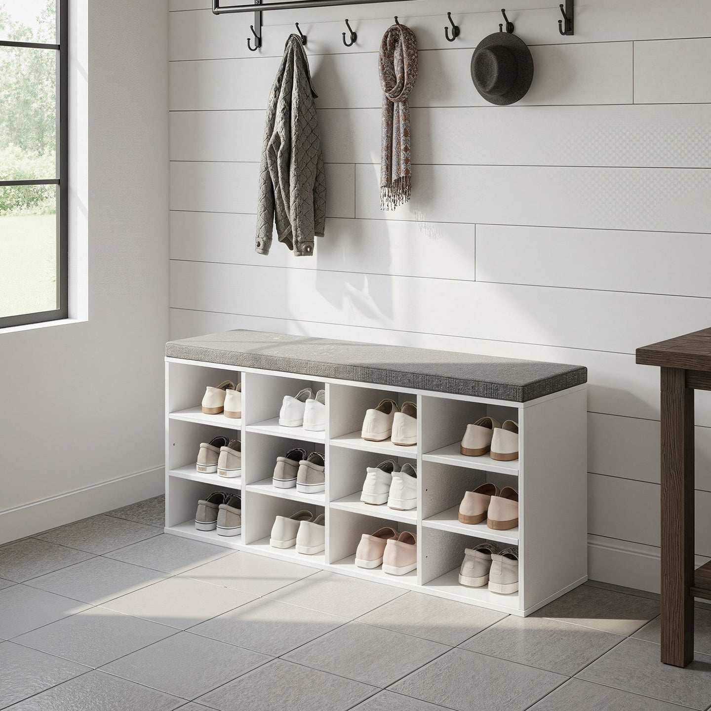 Shoe Storage Bench - Wood - Neutral Color